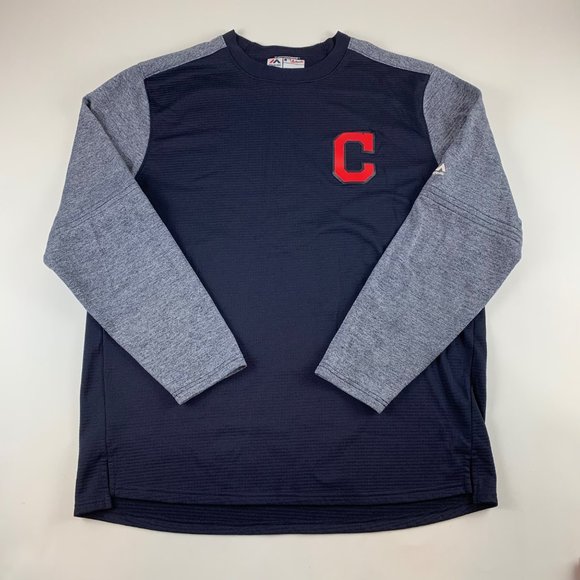 Majestic Other - Cleveland Indians MLB Navy Blue Majestic Therma Base Pullover